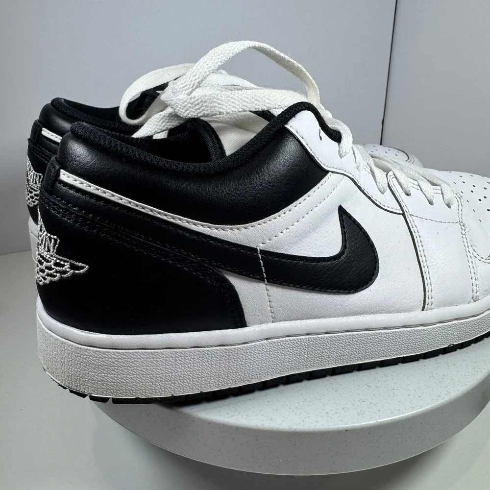 Nike Air Jordan 1 Low White Black Leather Sneakers Men's Size‎ 9